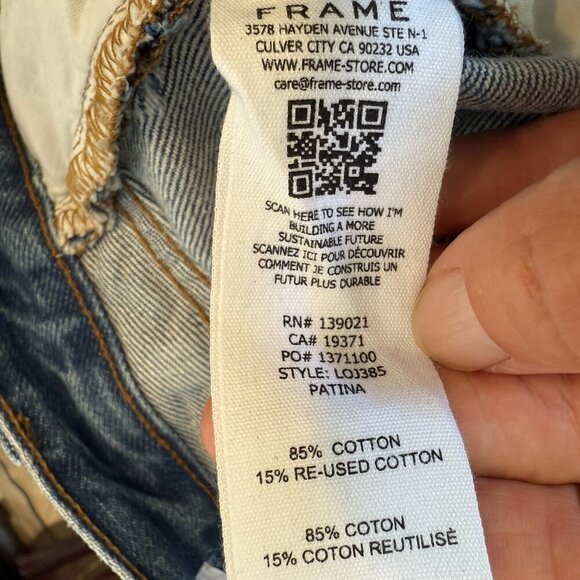 Frame Blue Denim Ankle Crop Distressed Button Fly 33 - Picture 9 of 10